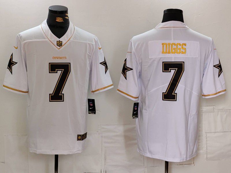 Men Dallas Cowboys #7 Diggs White gold 2024 Nike Vapor Limited NFL Jersey